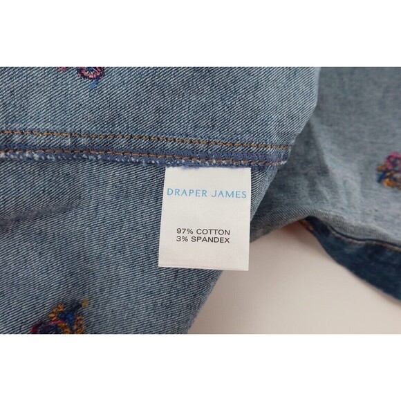 Draper James Women Size 24 Denim Flower Embroidered Wrap Dress - Picture 11 of 11